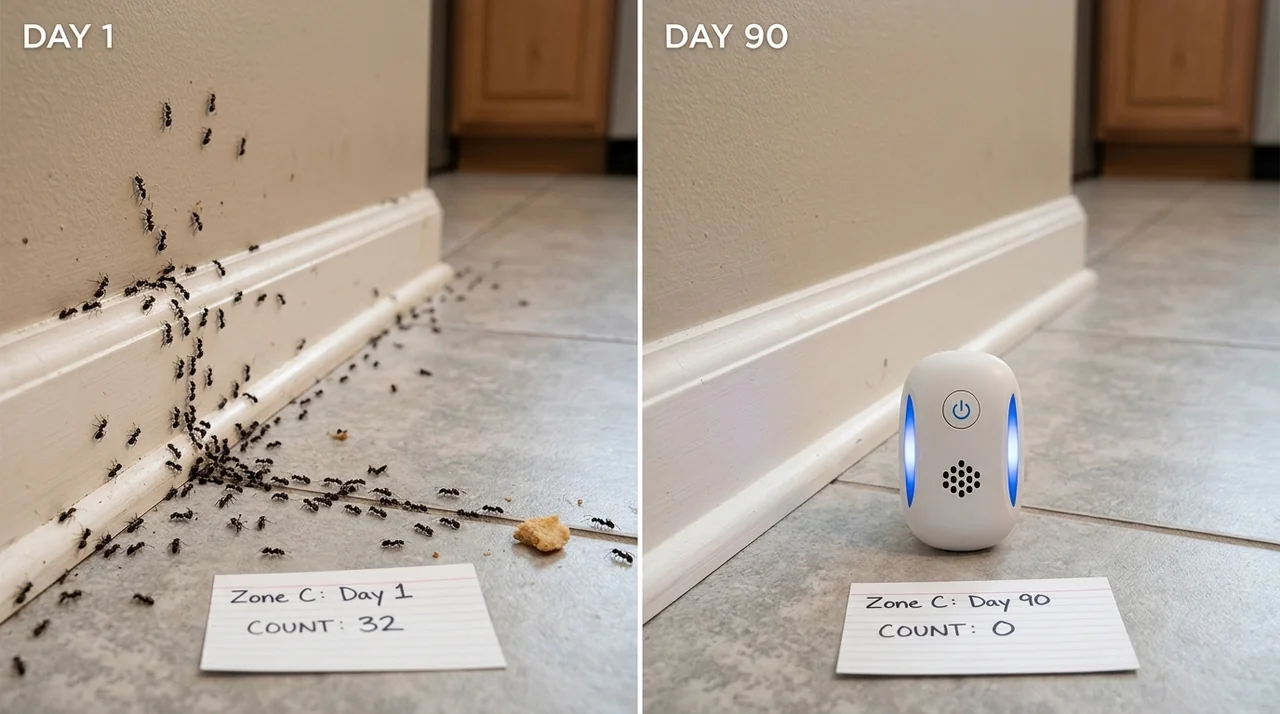 Same test zone — Day 1 vs Day 90
