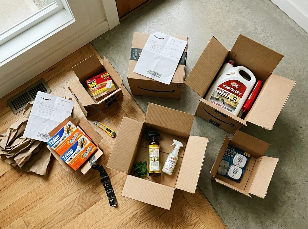 Every product unboxed on my entryway floor the day they arrived